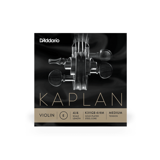 D'Addario Kaplan Violin "E" Ball Gold Med #K311GB